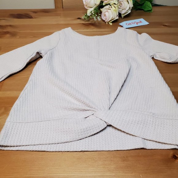 Cat & Jack Toddler Girl Cozy Waffle-Knit Twist Long Sleeve Top - Picture 2 of 3